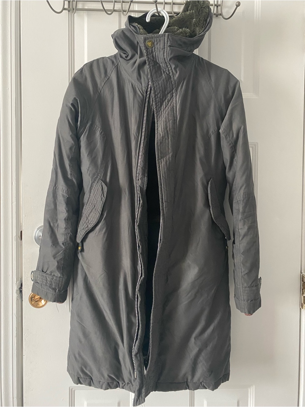 TNA Dark Charcoal Hooded Trench Coat